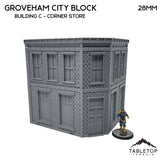 Tabletop Terrain Building 40mm / Building C (corner store) Groveham City Block