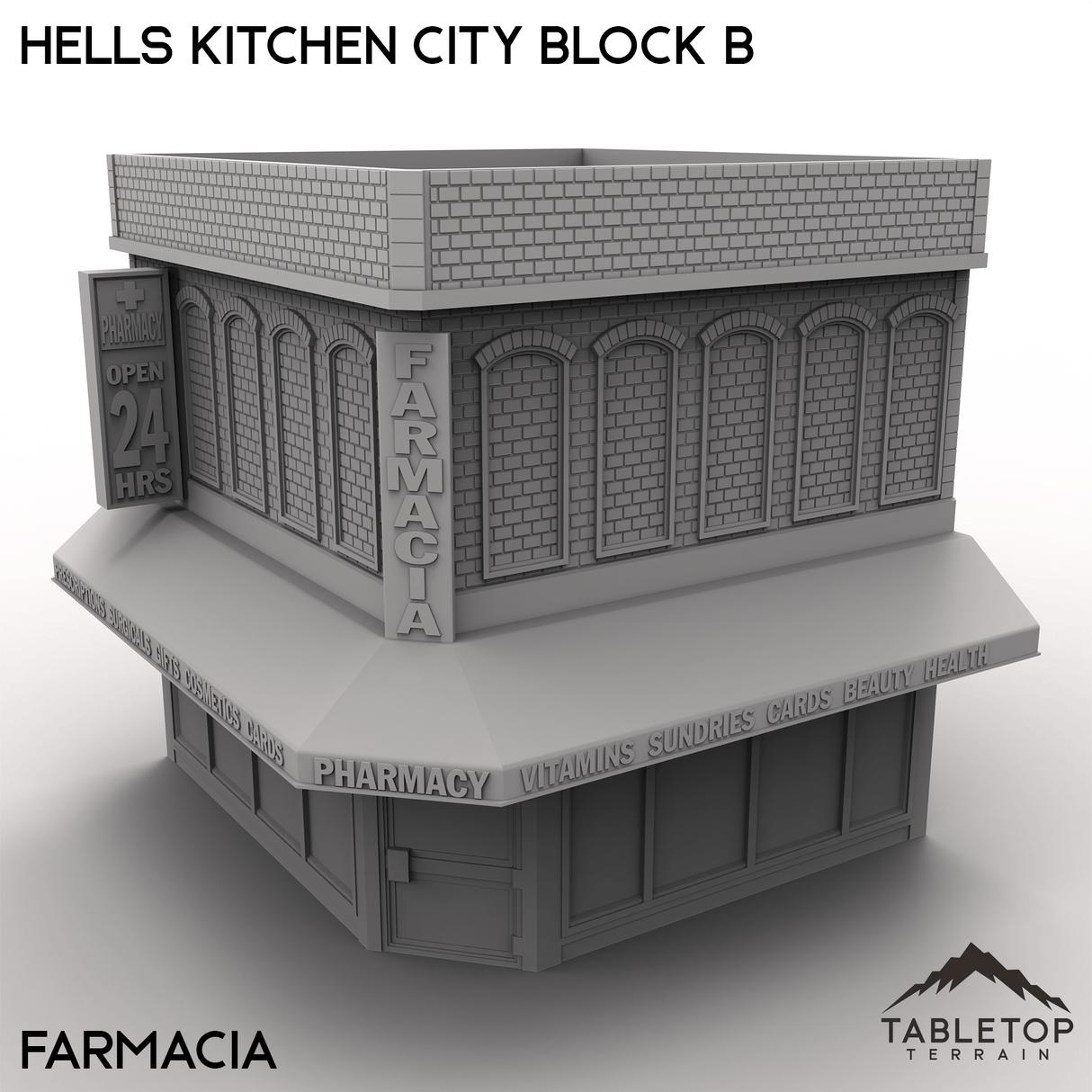 Tabletop Terrain Building 40mm / Farmacia Hells Kitchen City Block B