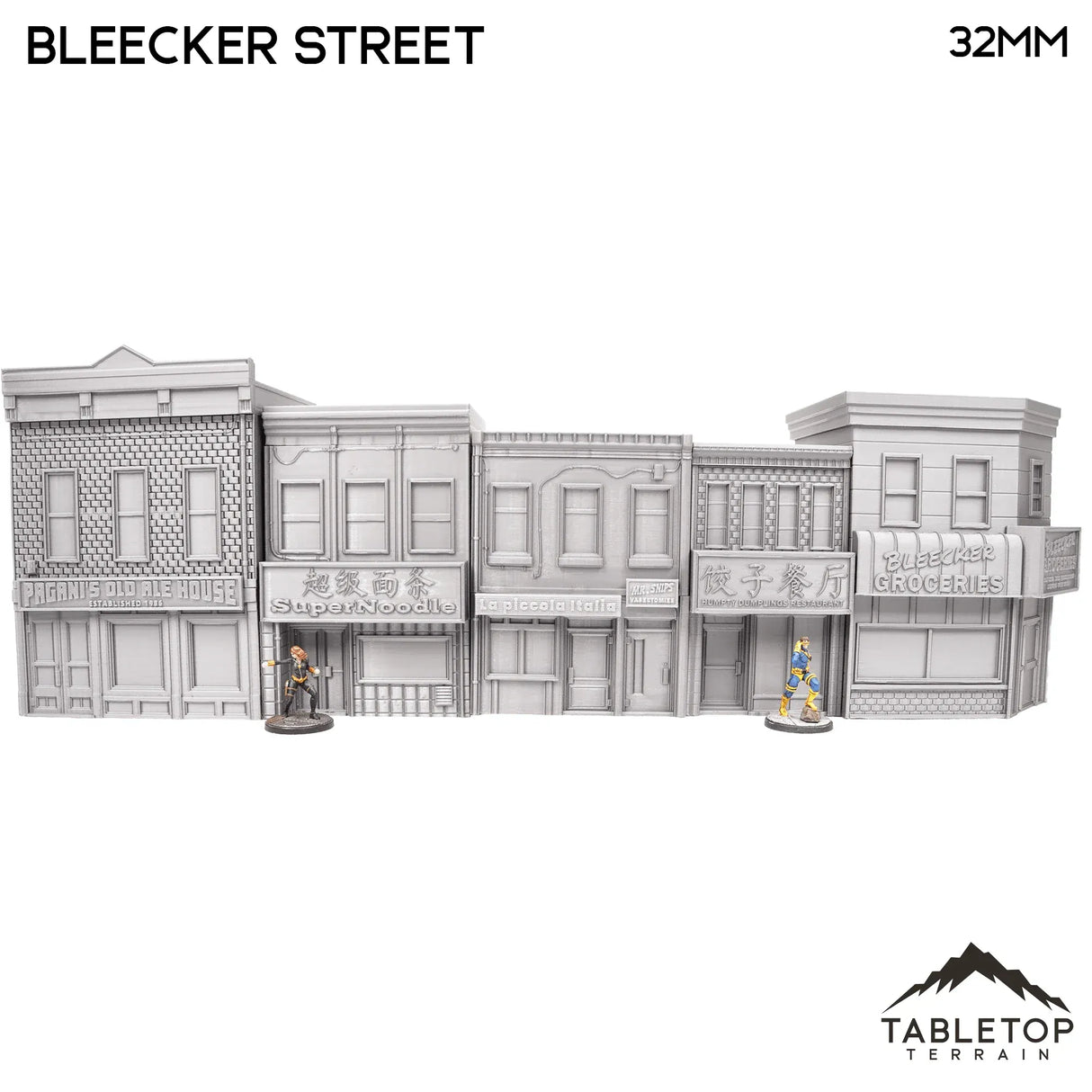 Tabletop Terrain Building 40mm / Full City Block Bleecker Street City Block