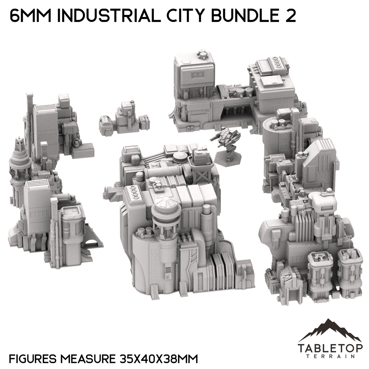 Tabletop Terrain Building 6mm Sci-Fi Industrial City Bundle 2