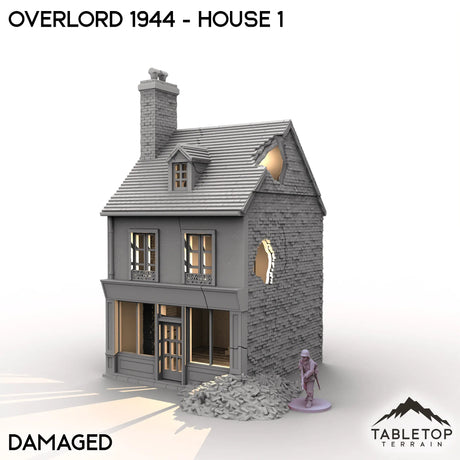 Tabletop Terrain Building Battle Damaged / 32mm Overlord 1944 - House 1