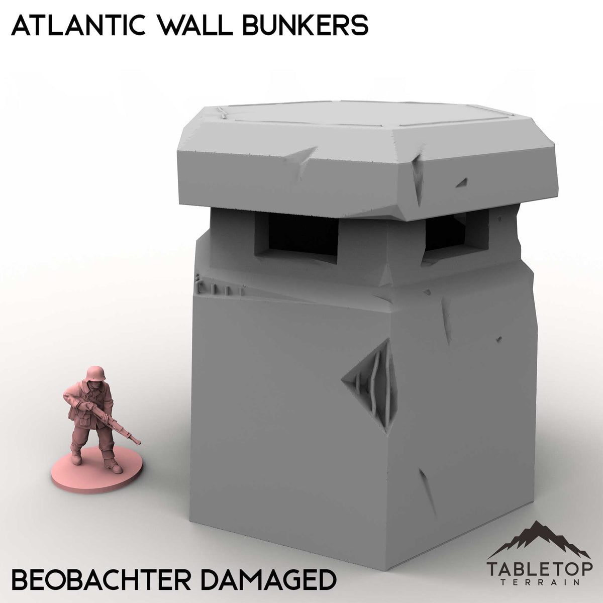 Tabletop Terrain Building Beobachter Damaged / 32mm Atlantic Wall Bunkers