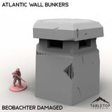 Tabletop Terrain Building Beobachter Damaged / 32mm Atlantic Wall Bunkers