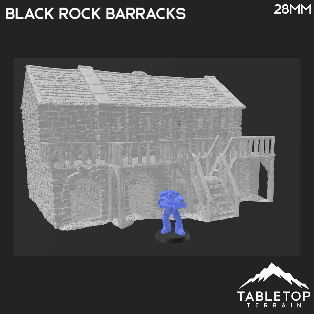 Tabletop Terrain Building Black Rock Barracks - Country & King - Fantasy Historical Building