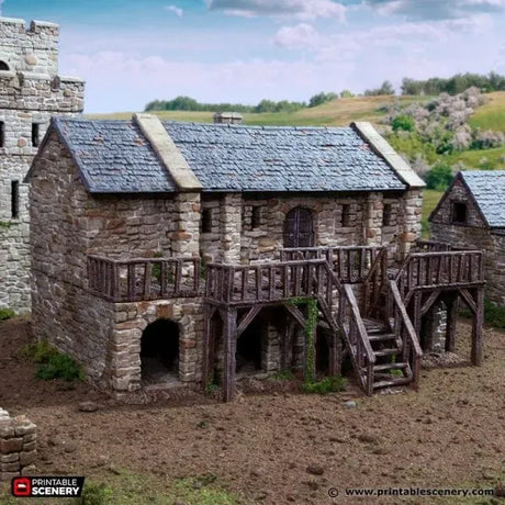 Tabletop Terrain Building Black Rock Barracks - Country & King - Fantasy Historical Building