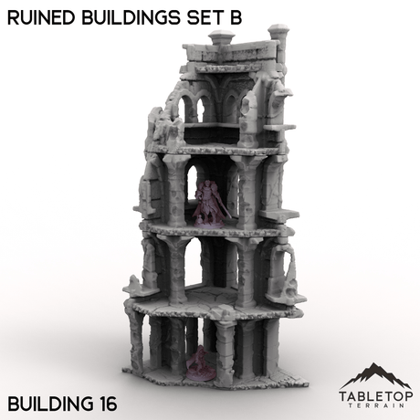 Tabletop Terrain Building Building 16 / 32mm Ruined Buildings Set B
