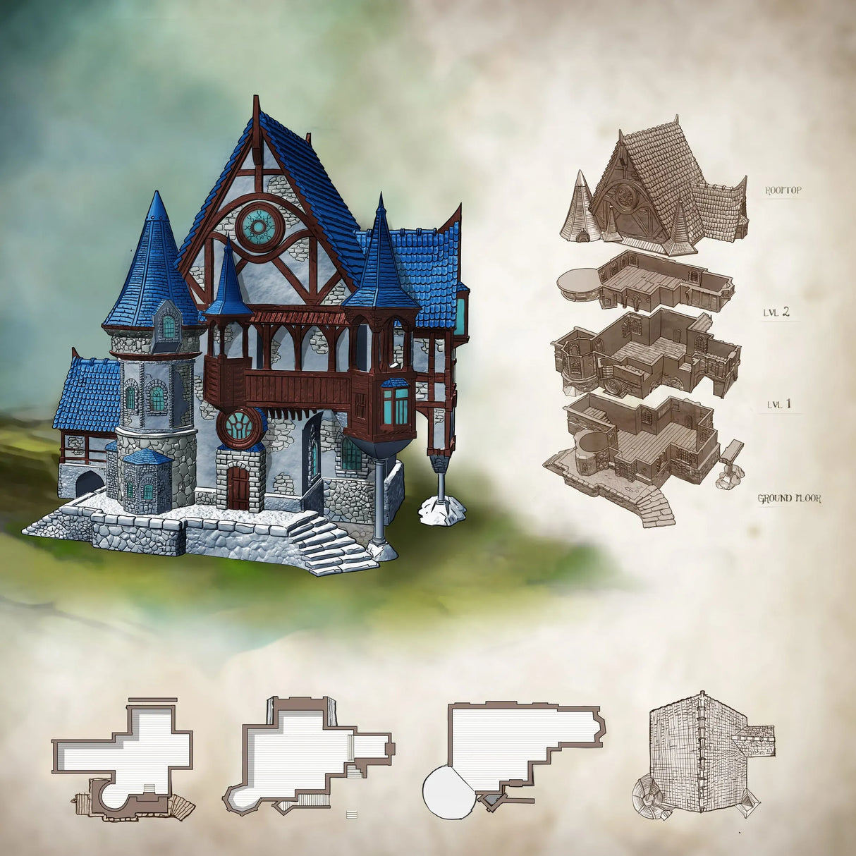 Tabletop Terrain Building Building 5 - City of Spiritdale - Fantasy Building