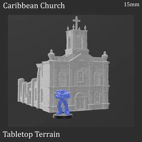 Tabletop Terrain Building Caribbean Church - Ruined Building