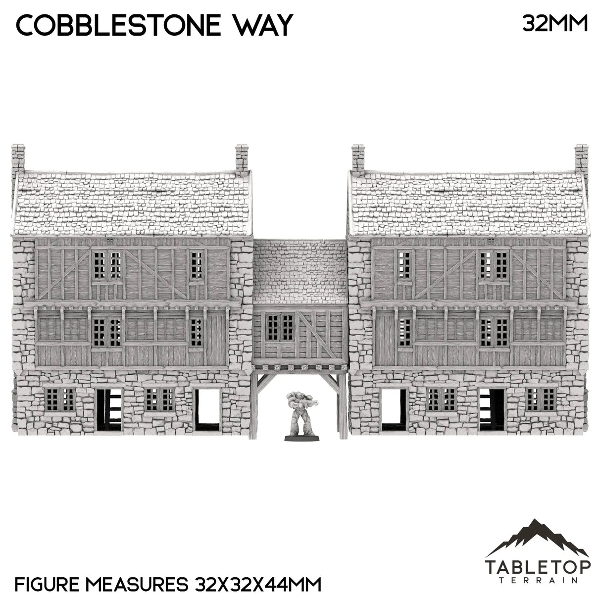 Tabletop Terrain Building Cobblestone Way - Country & King - Fantasy Historical Building