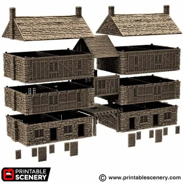 Tabletop Terrain Building Cobblestone Way - Country & King - Fantasy Historical Building