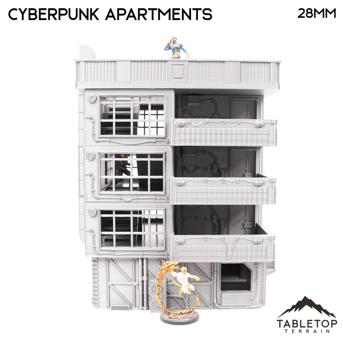 Tabletop Terrain Building Cyberpunk Apartments - Cyberpunk Building