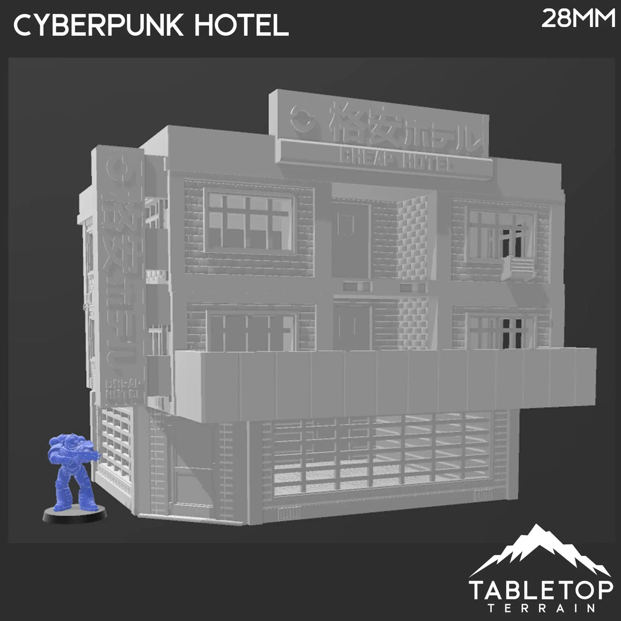 Tabletop Terrain Building Cyberpunk Hotel Block - Cyberpunk Building