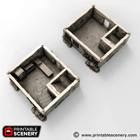 Tabletop Terrain Building Derelict Gas Station - Apocalyptic Building
