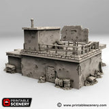 Tabletop Terrain Building Derelict Gas Station - Apocalyptic Building