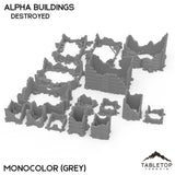 Tabletop Terrain Building Destroyed / Without Hexes / Monocolor (Grey) Mecha City Alpha Buildings