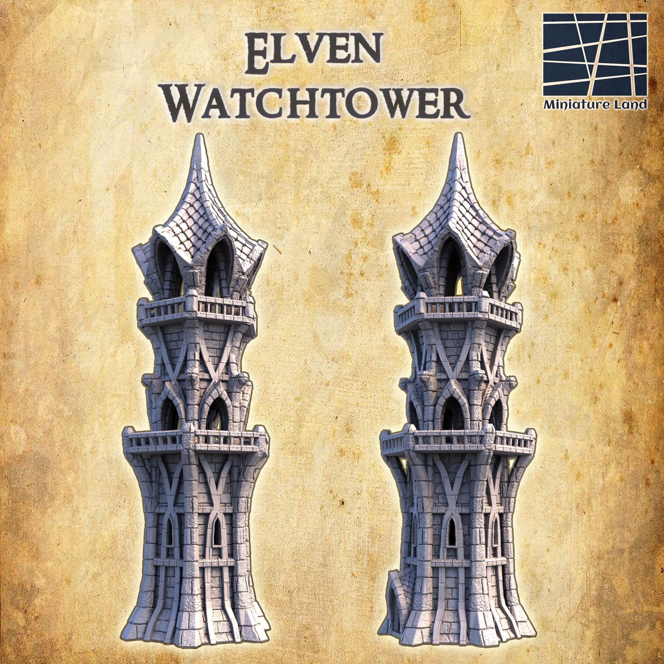 その他 Terrain - Watch Tower, Ruin (3 Floors) Ruined Winterdale Watchtower - Fantasy Ruins – Tabletop Terrain