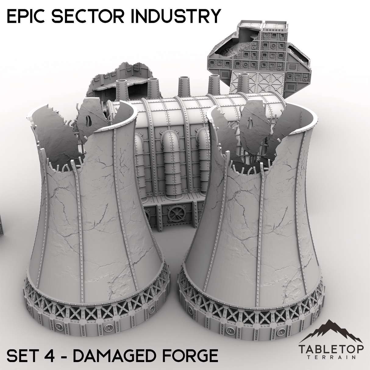 Tabletop Terrain Building Epic Sector Industry - Set 4 - Damaged Forge