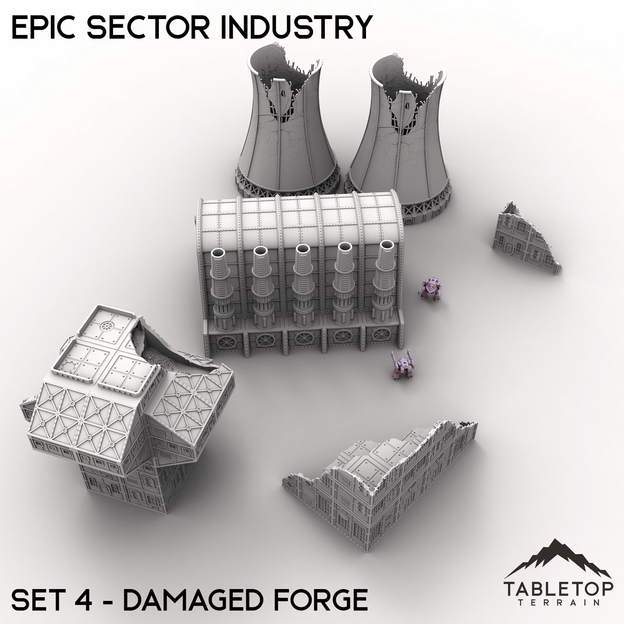 Tabletop Terrain Building Epic Sector Industry - Set 4 - Damaged Forge