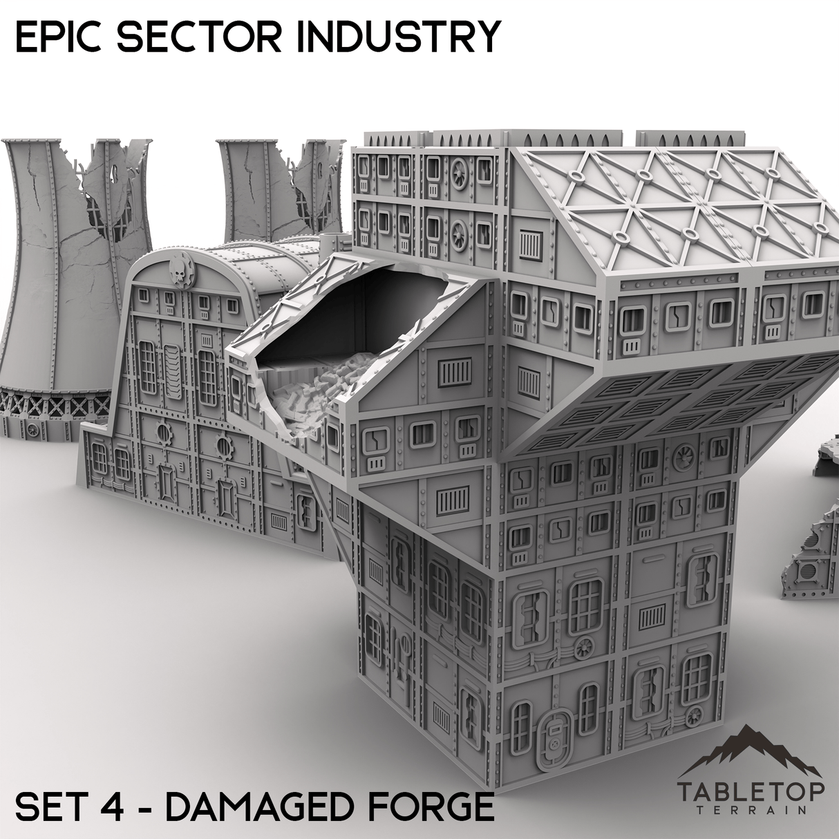 Tabletop Terrain Building Epic Sector Industry - Set 4 - Damaged Forge