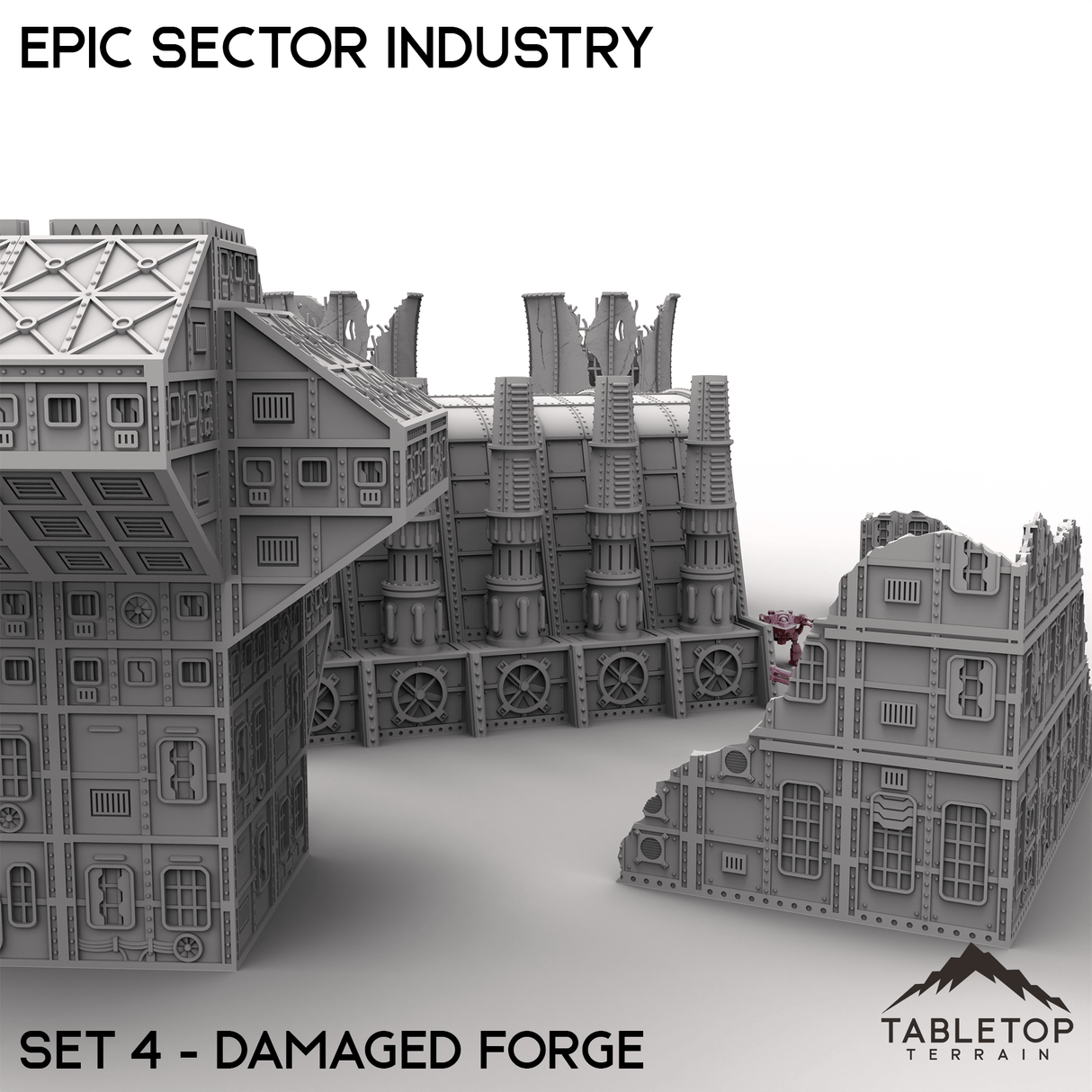 Tabletop Terrain Building Epic Sector Industry - Set 4 - Damaged Forge