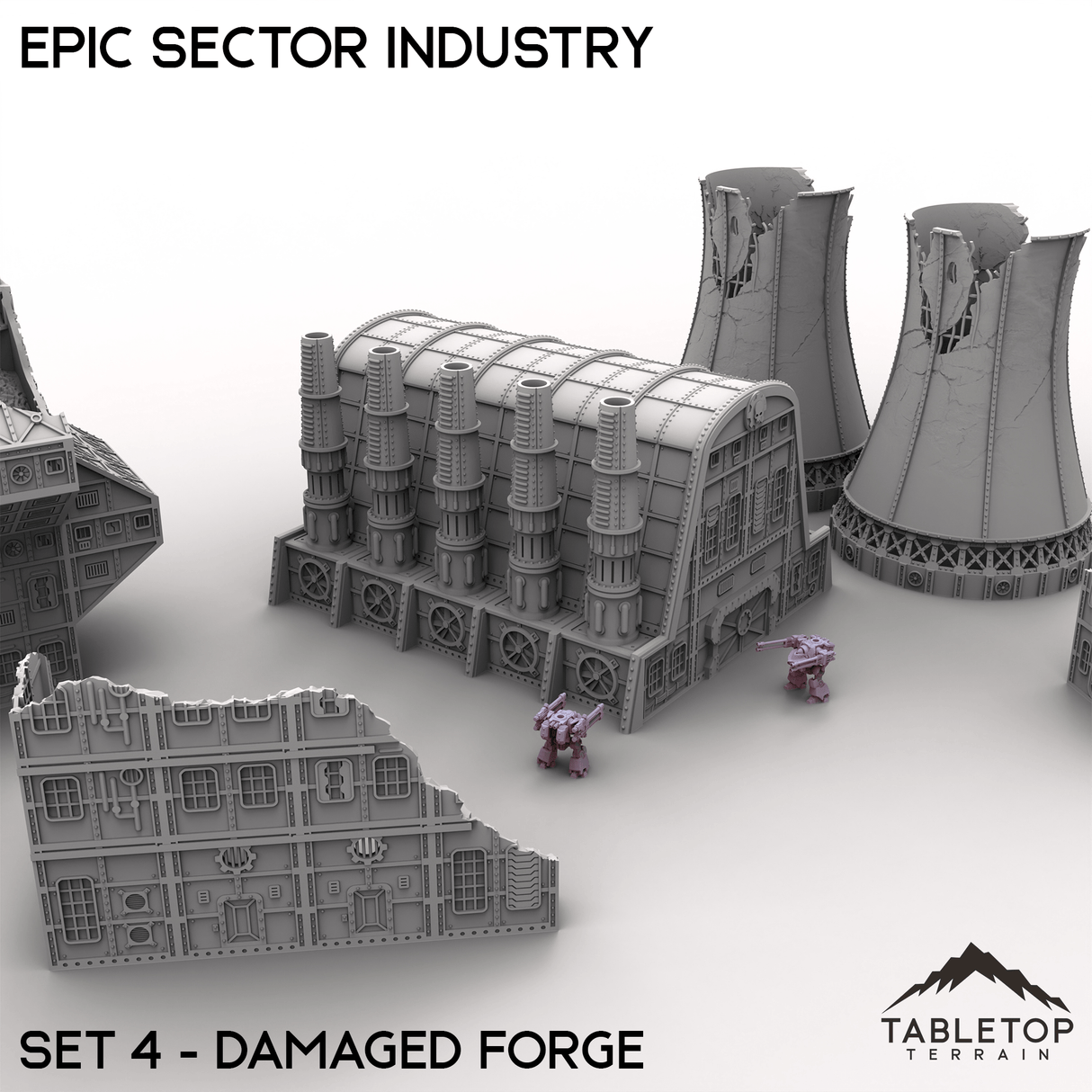 Tabletop Terrain Building Epic Sector Industry - Set 4 - Damaged Forge