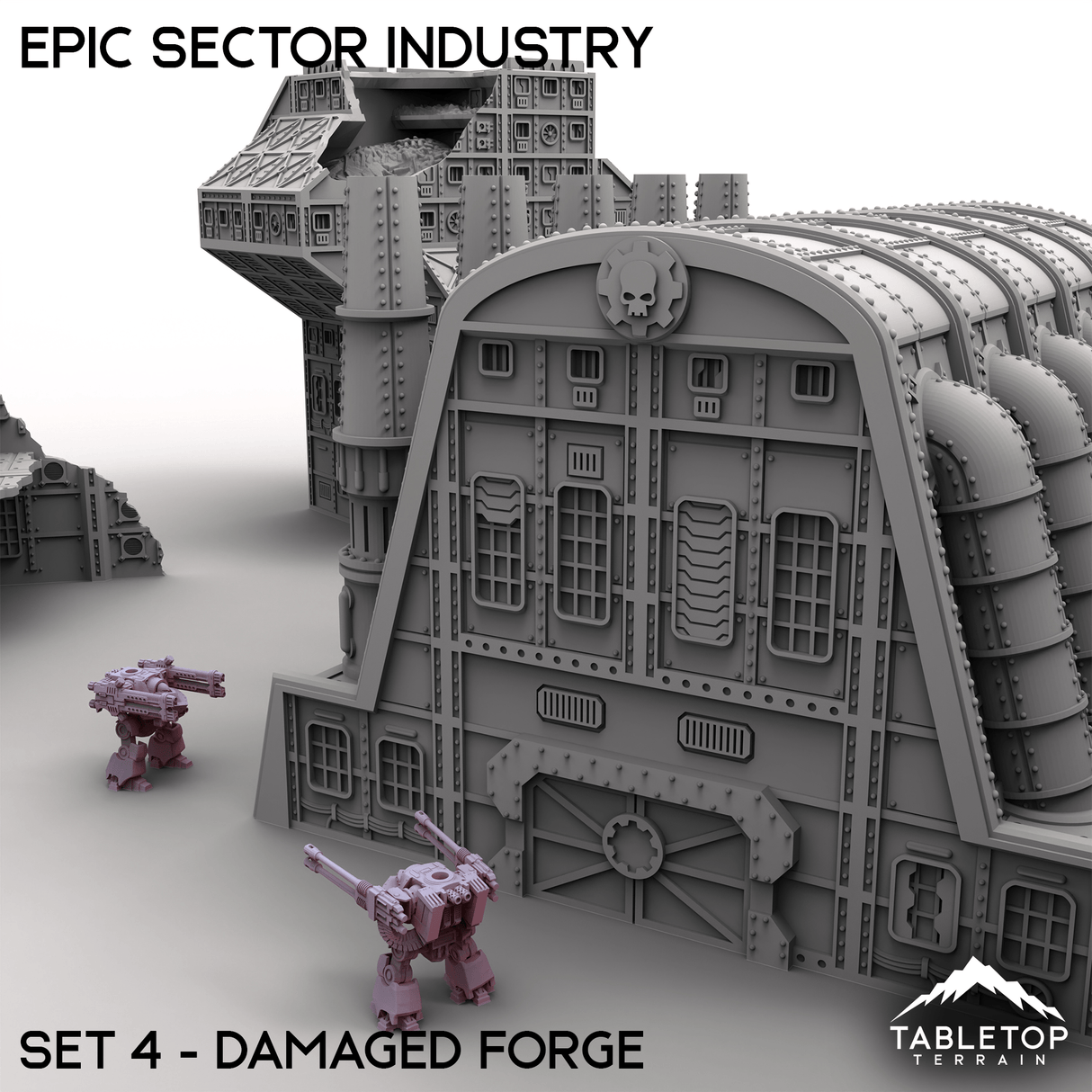 Tabletop Terrain Building Epic Sector Industry - Set 4 - Damaged Forge