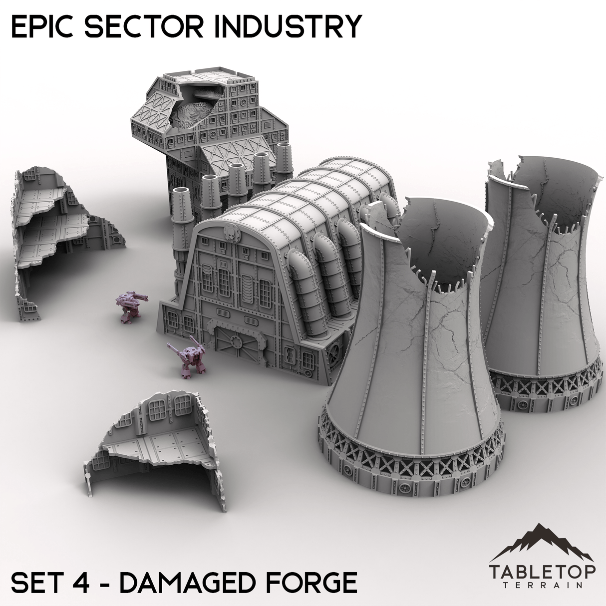Tabletop Terrain Building Epic Sector Industry - Set 4 - Damaged Forge