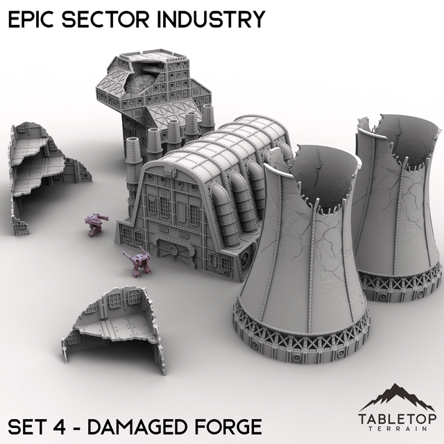 Tabletop Terrain Building Epic Sector Industry - Set 4 - Damaged Forge
