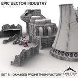 Tabletop Terrain Building Epic Sector Industry - Set 5 - Damaged Promethium Factory