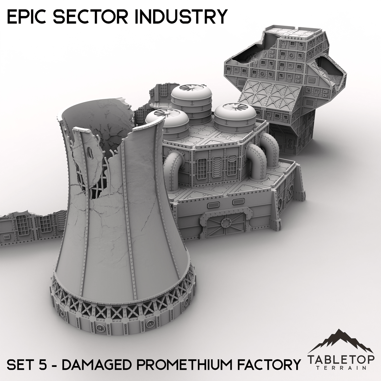 Tabletop Terrain Building Epic Sector Industry - Set 5 - Damaged Promethium Factory