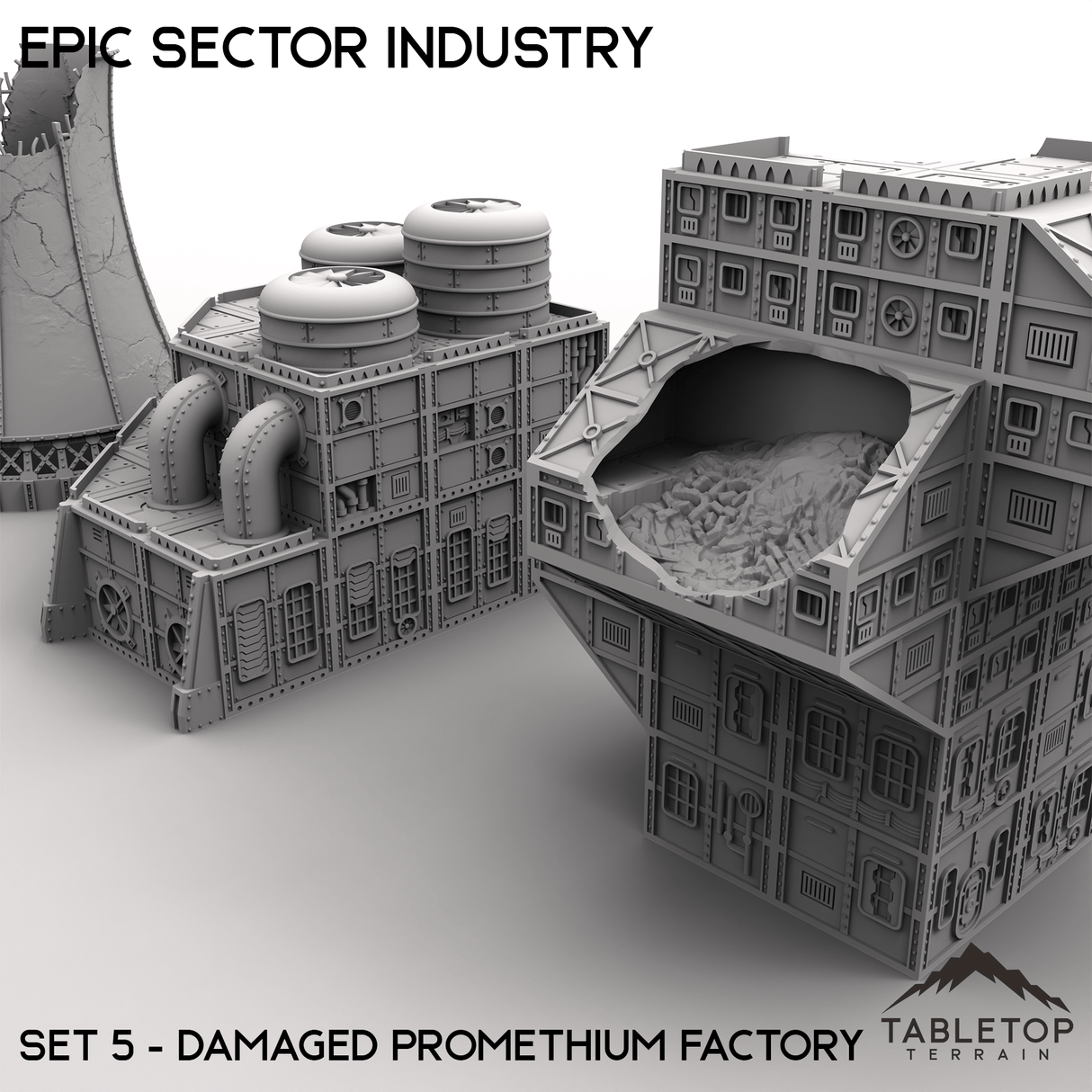 Tabletop Terrain Building Epic Sector Industry - Set 5 - Damaged Promethium Factory