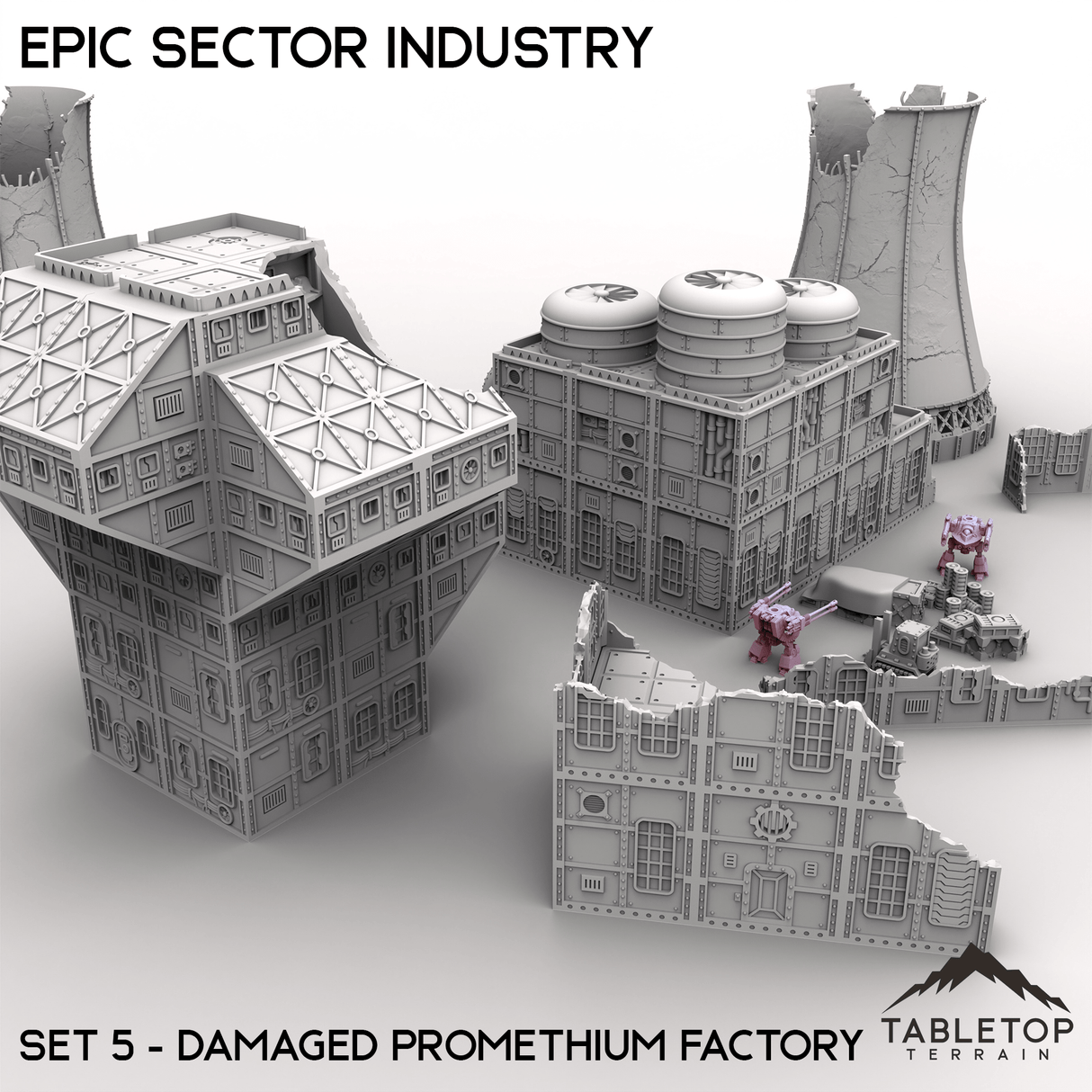 Tabletop Terrain Building Epic Sector Industry - Set 5 - Damaged Promethium Factory