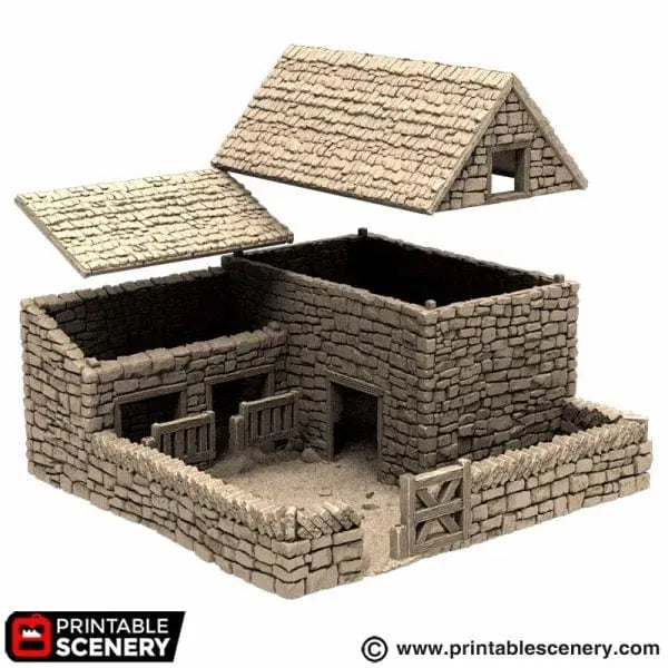 Tabletop Terrain Building Farm Pig Pen - Country & King - Fantasy Historical Building