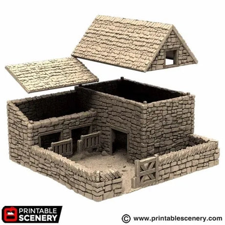 Tabletop Terrain Building Farm Pig Pen - Country & King - Fantasy Historical Building