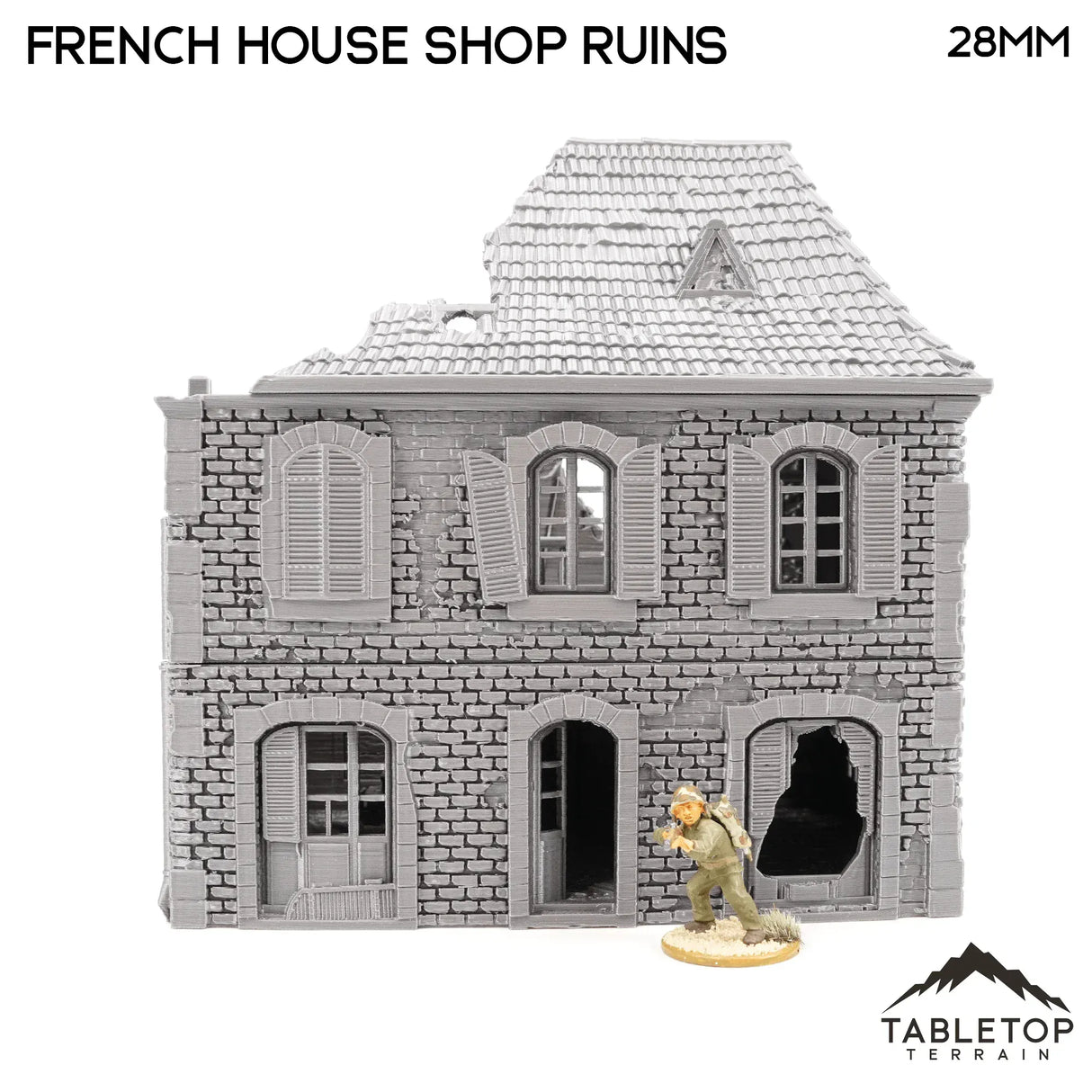 Tabletop Terrain Building French House Shop Ruins - WWII Building