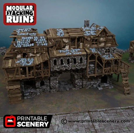 Tabletop Terrain Building Full Bundle 32mm Ruined Gatehouse - Fantasy Building