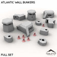 Tabletop Terrain Building Full Set / 32mm Atlantic Wall Bunkers