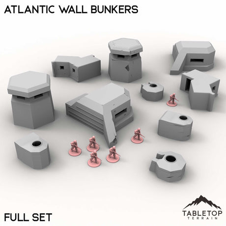 Tabletop Terrain Building Full Set / 32mm Atlantic Wall Bunkers
