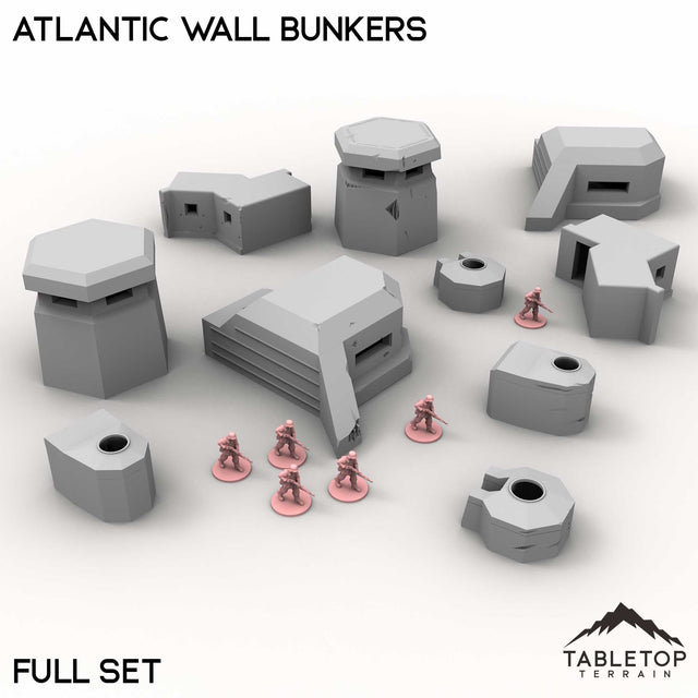 Tabletop Terrain Building Full Set / 32mm Atlantic Wall Bunkers