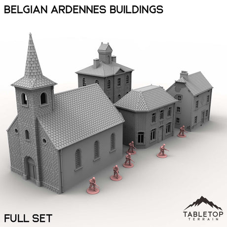 Tabletop Terrain Building Full Set / 32mm Belgian Ardennes Buildings