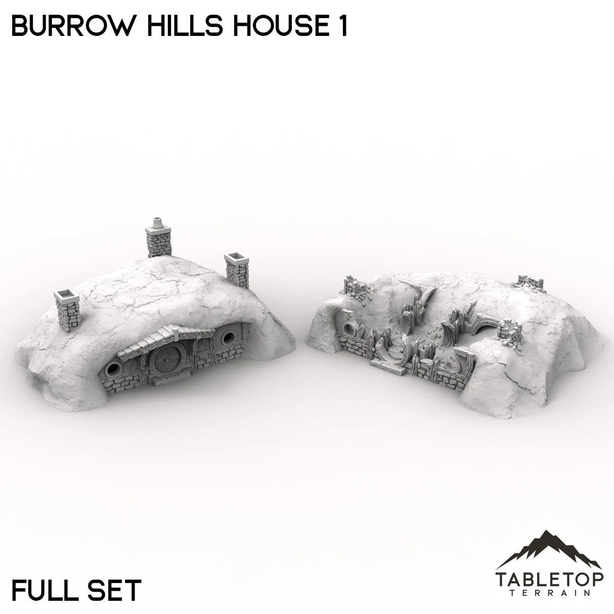 Tabletop Terrain Building Full Set / 32mm Burrow Hills House 1