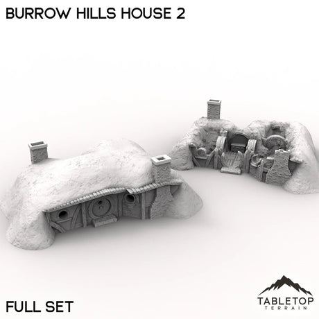 Tabletop Terrain Building Full Set / 32mm Burrow Hills House 2