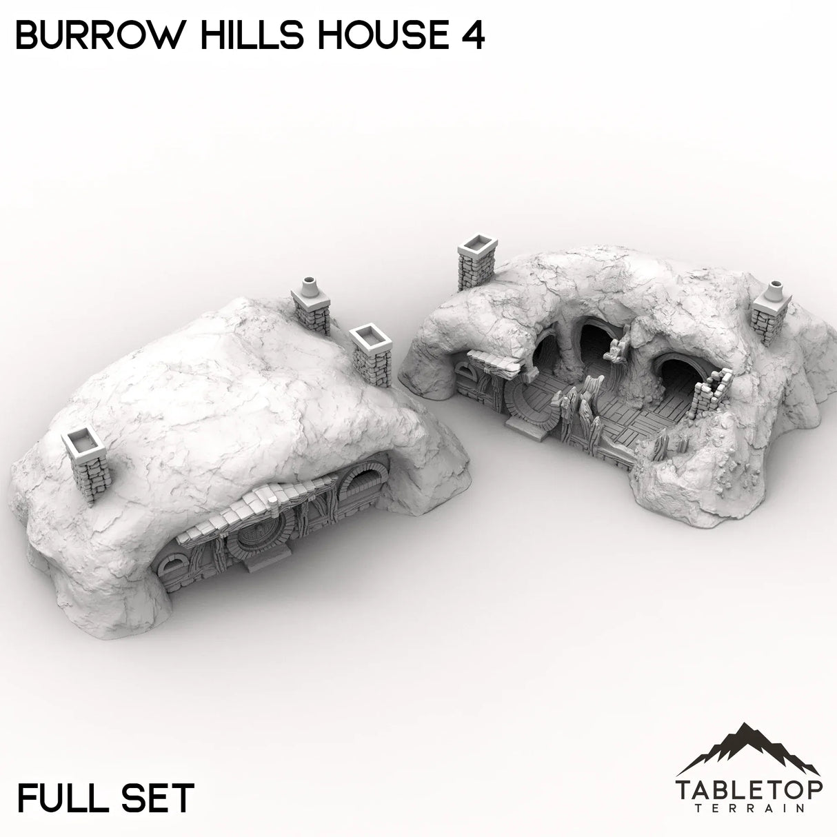 Tabletop Terrain Building Full Set / 32mm Burrow Hills House 4