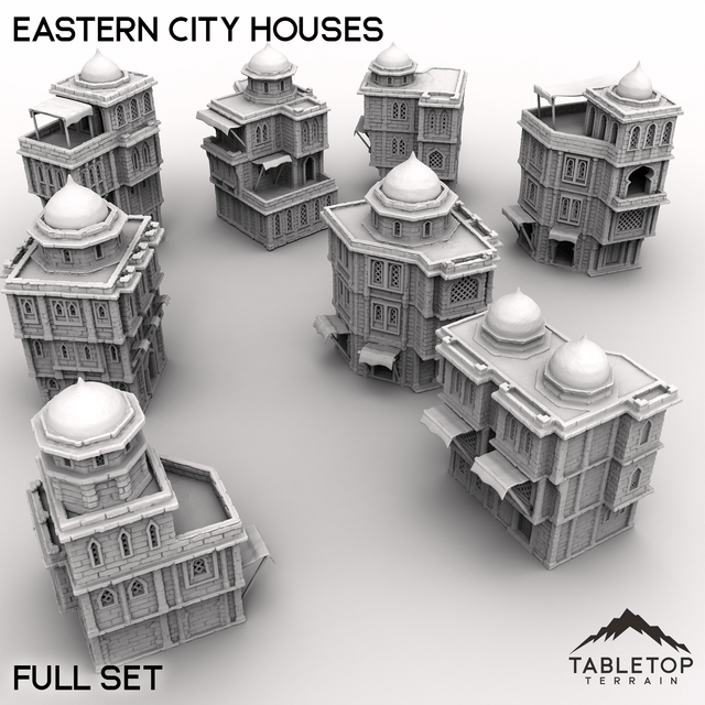Tabletop Terrain Building Full Set / 32mm Eastern City Houses