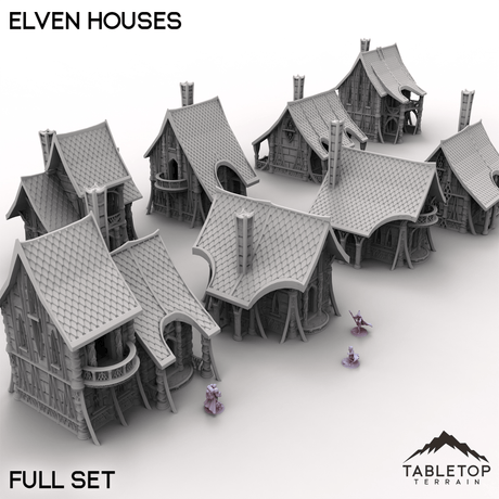 Tabletop Terrain Building Full Set / 32mm Elven Houses