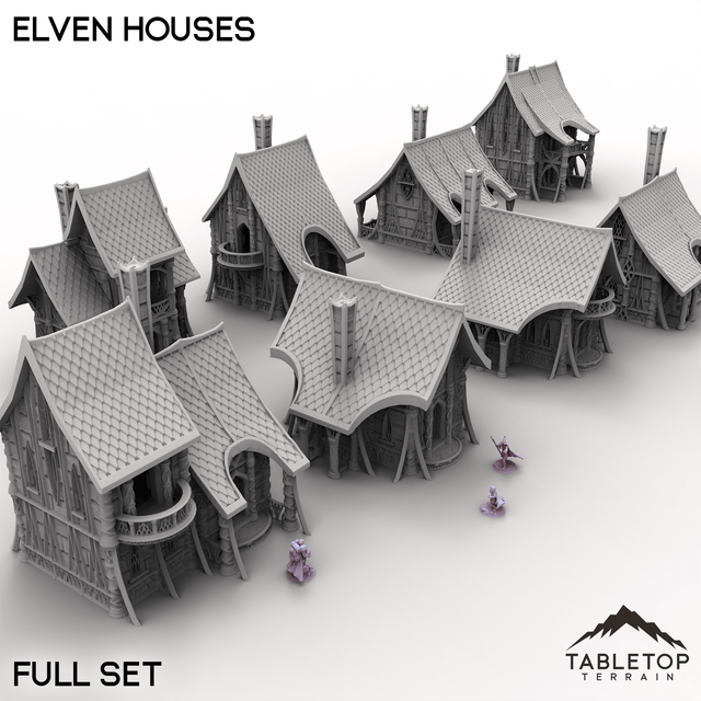 Tabletop Terrain Building Full Set / 32mm Elven Houses