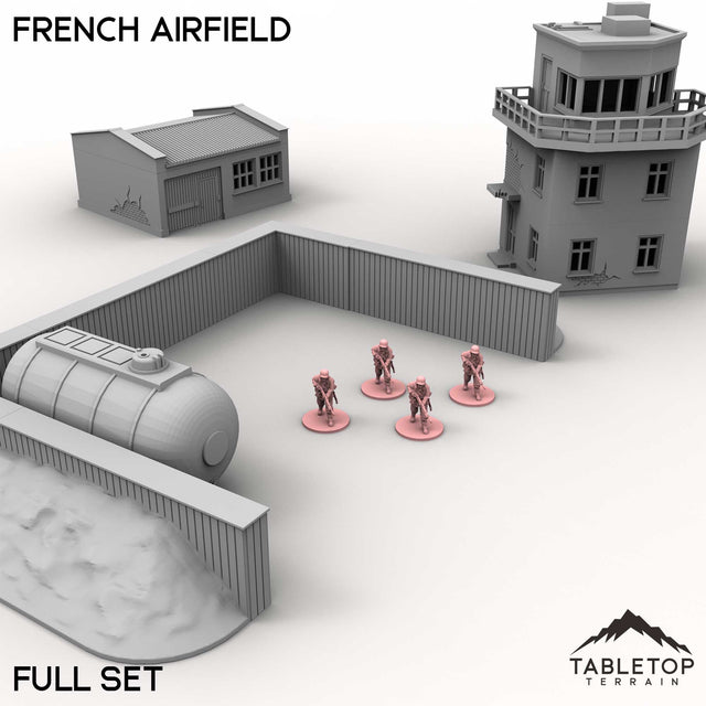 Tabletop Terrain Building Full Set / 32mm French Airfield