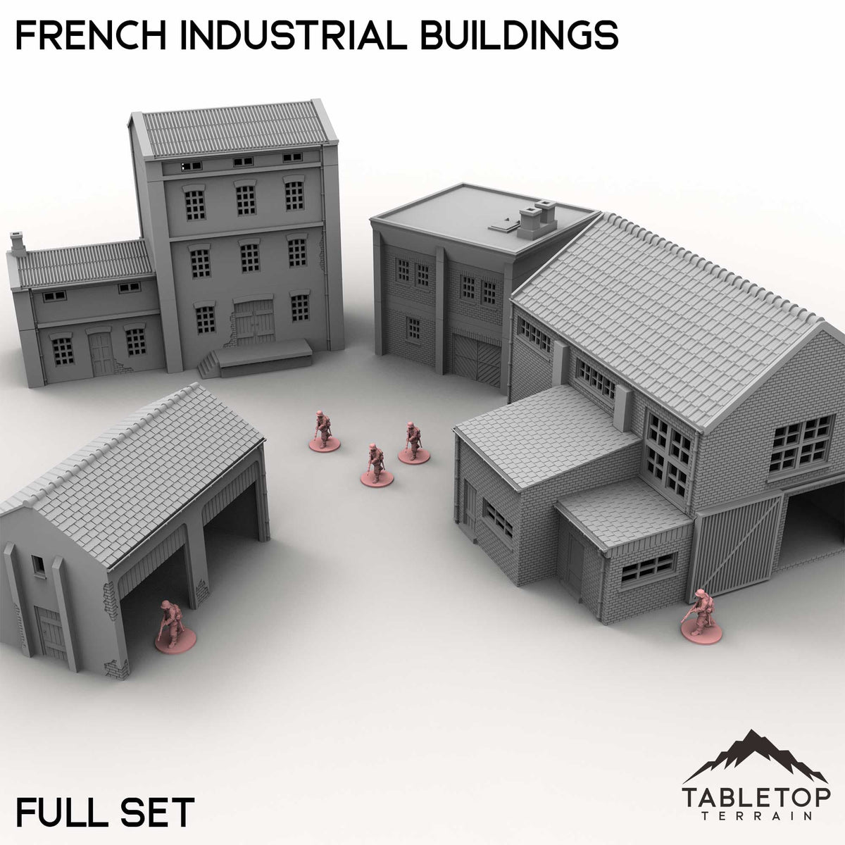Tabletop Terrain Building Full Set / 32mm French Industrial Buildings