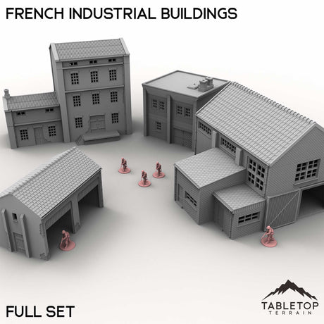 Tabletop Terrain Building Full Set / 32mm French Industrial Buildings