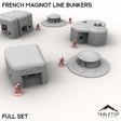 Tabletop Terrain Building Full Set / 32mm French Maginot Line Bunkers
